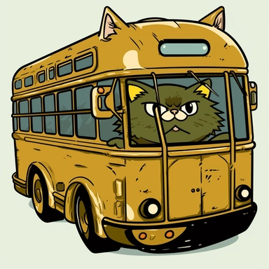 clipart icon illustration of Nekobus: Nekobus is a fictional character from the Japanese animated film My Neighbor Totoro. It is a giant cat bus that has become an iconic kawaii pet in Japan and around the world.