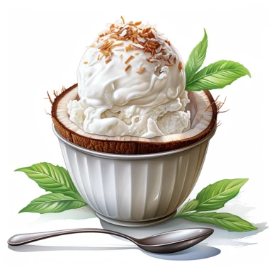 coconut ice cream watercolor clipart