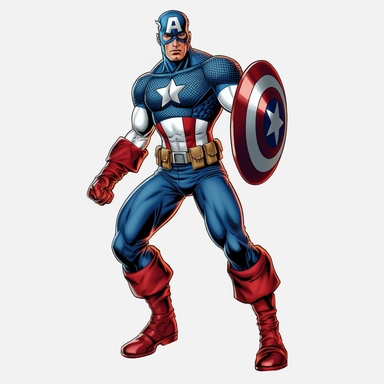 a single clipart image png graphic of a Comic V2 Vibrant Avenger Superhero Captain America Whole Body Pose