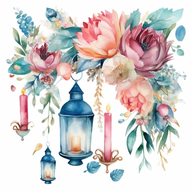 Bring to life a watercolor clipart of a dreamy prom decoration that will make memories last forever, white background