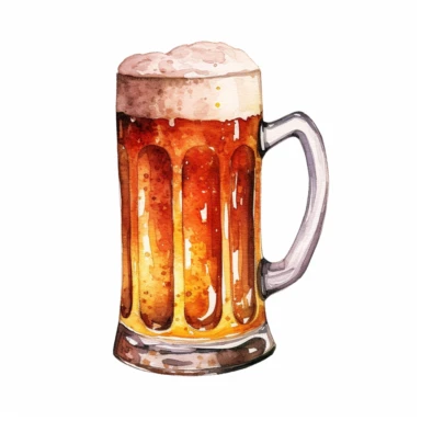 beer mug, watercolor, clipart, white background, detailed illustration