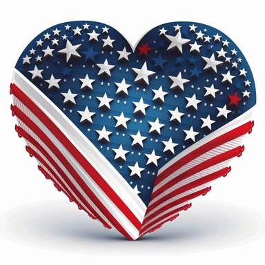 4th of july, independence day, stars and stripes heart, vector, clipart