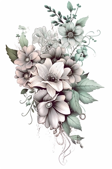 flower corner freebie floral border clipart, in the style of black and white realism, brown and gray, uhd image, tattoo, monochromatic paintings, contemporary fairy tale, eye-catching detail