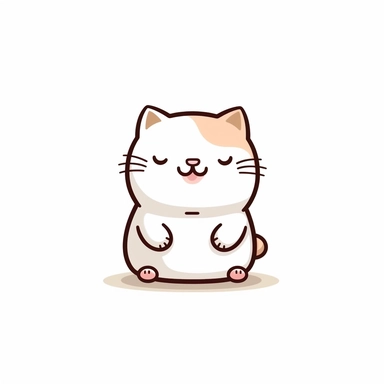 kawaii minimalist cat play clipart, white background