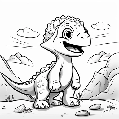 prehistoric dino coloring pages | prehistoric dino coloring pages free | baby dino printable coloring clipart, in the style black and white, simplistic cartoon, uhd image, whimsical comic strip, dotted, with minimalist background
