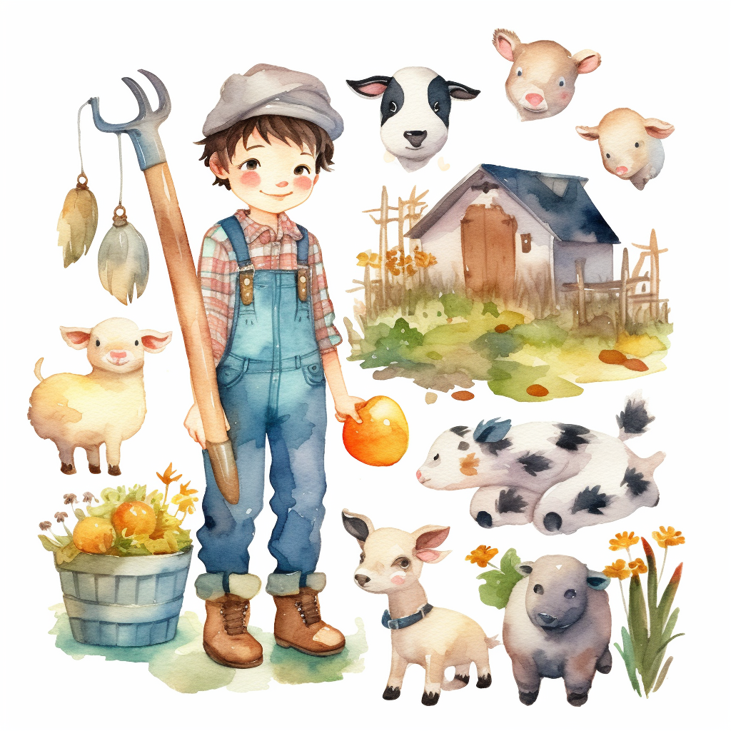 boy farming cliparts