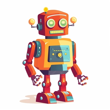 cute bright colorful cartoon robot, in the style of george ault, clipart, white background