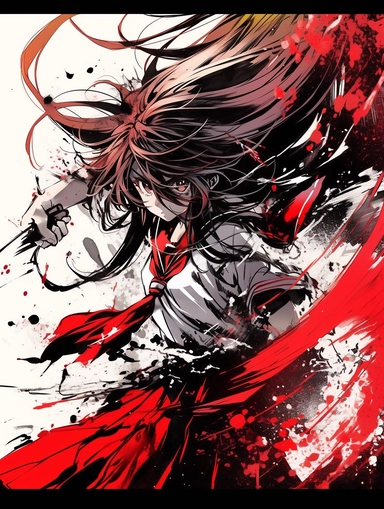 Poster, Ikki Tousen Unchou Kan'u Japanese manga series, paint art style, clipart, school background, superrealistic, one of a kind. The artwork features a dynamic, action - packed composition, with swirling energy blasts and dynamic poses adding to the sense of motion and excitement. The lighting is dramatic and moody, with deep blues and purples creating a sense of tension and danger. The overall mood is one of fierce determination, as Frieza battles to overcome his opponents.