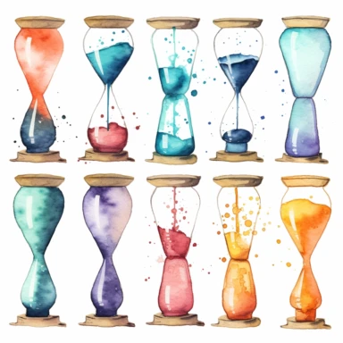 Timeless Hourglass Watercolor Clipart Set
