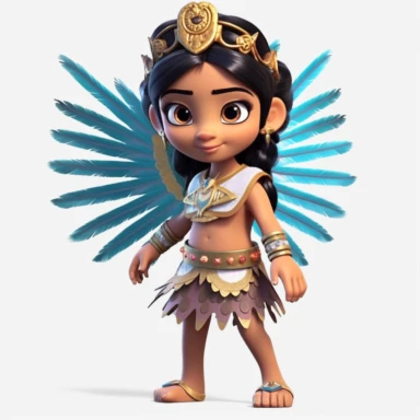 an adorable baby indian fairy with big shiny cute eyes 3D model clipart