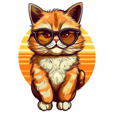 Clipart of full body dressed female cat with sun glasses