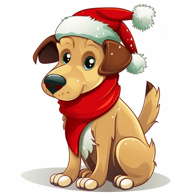 cartoon clipart dog christmas