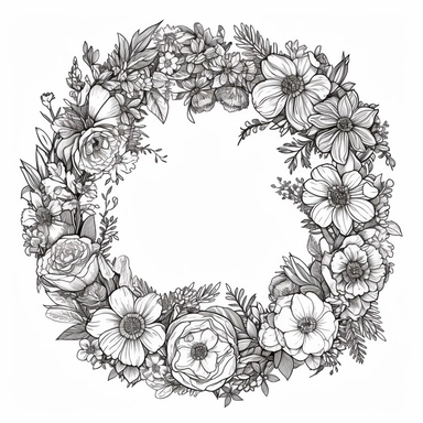 black line art style a flower bouquet wreath clipart png transparent white background one object truly timeless elegance premium luxury ornate photo realistic honestly reality aesthetic consistent quality unique exquisite iridescence individuality array o