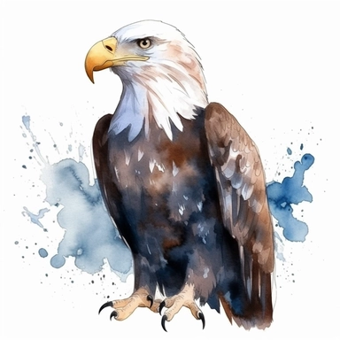 watercolor bald eagle clipart - watercolor clipart - watercolor bird, single design, detailed