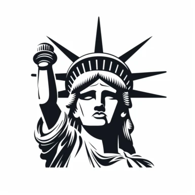 draw clipart statue of liberty close up minimalist silhouette logo style cartoon style thick lines, low detail, no shading, no color