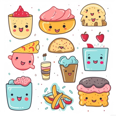Perfect match pair kawaii clipart set Cute food clip art Friendship Best Friend Love Valentine Funny vector graphics Sweet