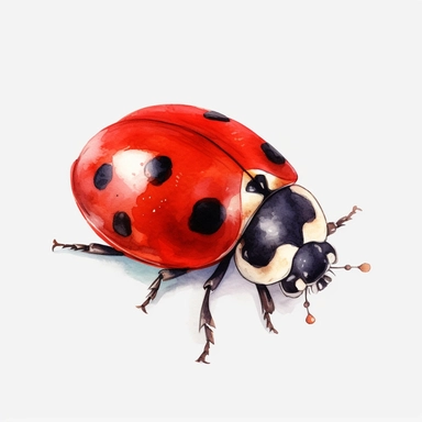 watercolor realistic cute ladybug design clipart white background, 8k