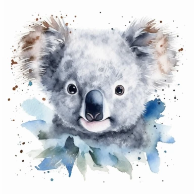 koala bear watercolor clipart, white background