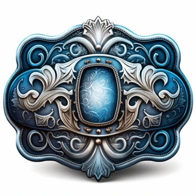 clipart, solid watercolor, realistic, detailed, isolated white background blue western belt buckle clipart