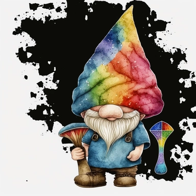 Cute Gnome Autism Watercolor Clipart, clipart, white background, no watermark, no text, no word