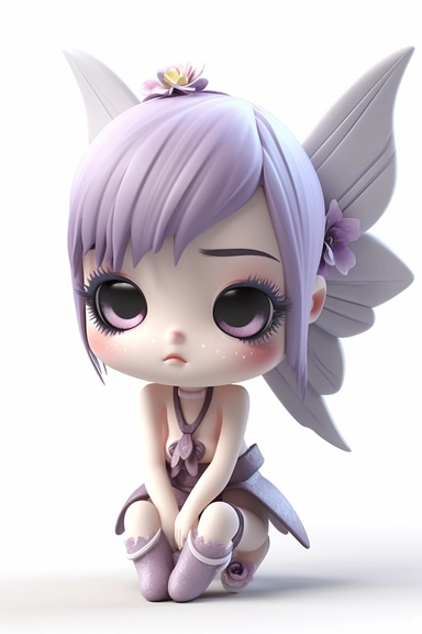 kawaii single emo fairy clipart, white background, constrained, digital-art, Natural light, CryEngine, Normal perspective, DSLR camera, Animated scene