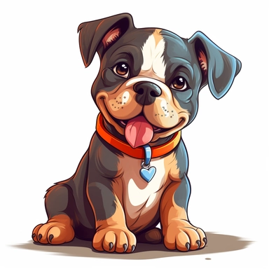 cute american bully dog clipart
