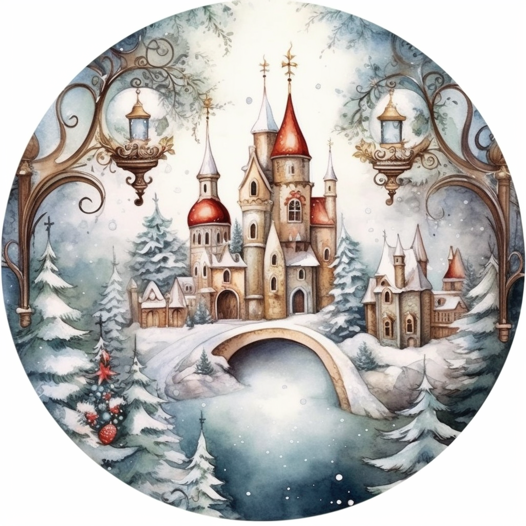 cute Christmas scene, Ornamental watercolor, clipart, I can't believe ...