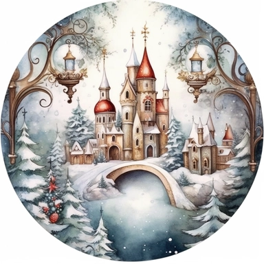 cute Christmas scene, Ornamental watercolor, clipart, I can't believe how beautiful this is