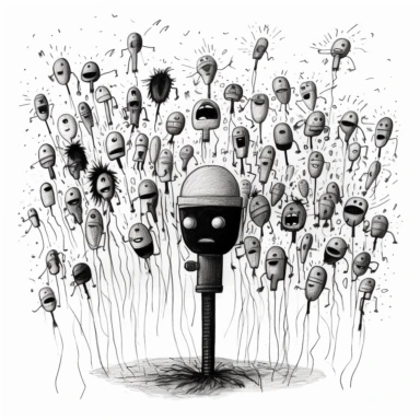 microphones falling down primitive clipart drawing