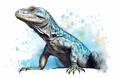 Watercolor, Asian Water Monitor Reptile, clipart, hd, on a white background, spaced out