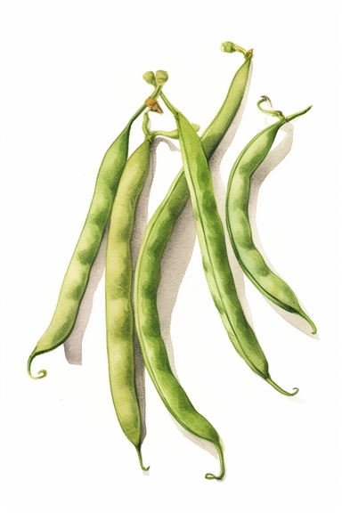 green bean watercolor clipart cute isolated on white background