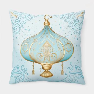 clipart. In this image, we see a stunning depiction of an Arabian Style Pillow in Aladdin Disney Tale Style, rendered in a beautiful light blue watercolor. The pillow is portrayed in vivid detail, with intricate patterns and designs that add to its sense of luxury and opulence. The Aladdin Disney Tale Style adds a sense of adventure and wonder to the image, with the Arabian Style Pillow representing a small but significant detail in the larger story. The light blue watercolor adds a sense of cal