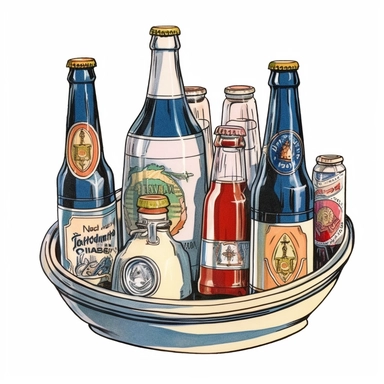 watercolor and ink styling, retro futuristic space age mayo and relish bottles, clipart on plain white background, 50s vibes, super high detail ultra precision 16k HD, clean crisp brushwork, painted by Beatrix Potter