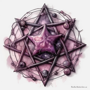 hyper realisticPentagram: Design a clipart of a pentagram with a gothic twist. You can add some skulls, spiders, or other creepy elements to make it more witchy. ,watercolor illustration, color palette Violet, eggplant,diesel,dusty gray,cannon pink, tamarind,mulled wine,charade ,realistic,symmetry,png white background