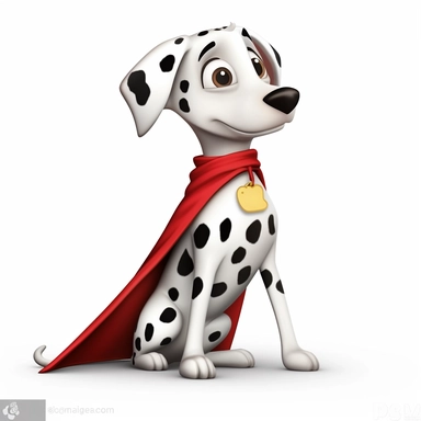 clipart of a dalmation superhero on a white background