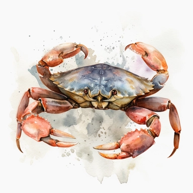 realistic crab watercolor clipart single design, 8k