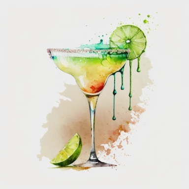 Cocktail Clipart, margarita, watercolour style, white background, no text in PNG file
