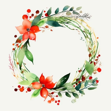 simplified clipart of christmas wreath simple shapes, no lines, no outlines, clipart, featured on dribble, cartoon, minimalist, computer vector graphic design clip art, watercolor illustration clipart, watercolour clipart, watercolor illlustration for kids and children, book illustration, print on demand image, PNG tranparent background