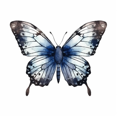 Clipart of grunge butterfly in the style of watercolour, white background, clean outline, individual, magical, enchanted,