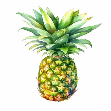 watercolor clipart greenish pineapple