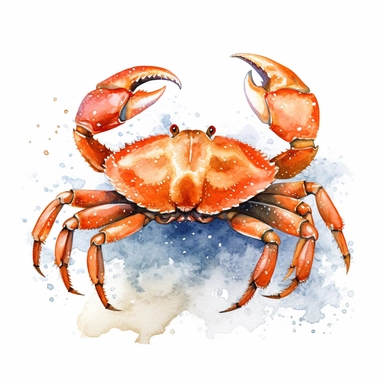 clipart graphic vector white background cartoon style drawing painting watercolor of a crab