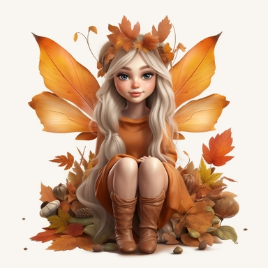 cute, happy, little realistic autumn fairy clipart, detailed, photorealistic,white background