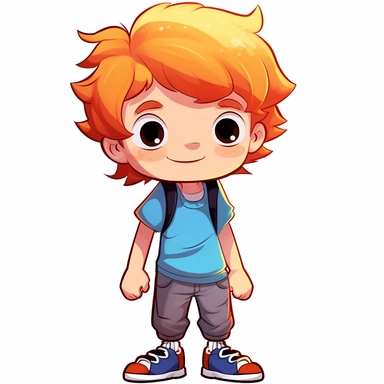 cute little boy, happy, smiling, cartoon eyes, brigth colors, vibrant, sneaker, cartoon, clipart