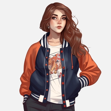 Beautiful girl in Baseball Jacket Women Spring Fleece Print Streetwear 2023 Chic Coat Wool Letterman Jacket Mean Girls Burn Book Varsity Jacket illustration clipart