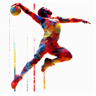 a hd transparent water hose clipart with a colorful image of an athlete jumping into the air to catch his basketball, in the style of abstracted, manipulated photographs, vibrant color blocks, conceptual installation art, red, mars ravelo, clean white background, 16k