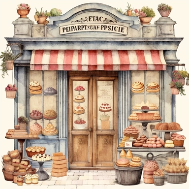 beautiful french bakery shop Clipart - 13 High Quality JPGs - Digital Download - Card Making, Mixed Media, Digital Paper Craft