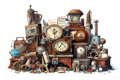 rummage+sale , highly detailed, isolated on white, clipart,