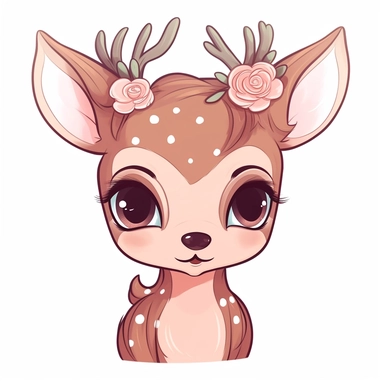 thick black outline clipart illustration dusty pink deer she has huge bambi massive brown eyes long eyelashes thick black outline she is looking guilty cliparT white background