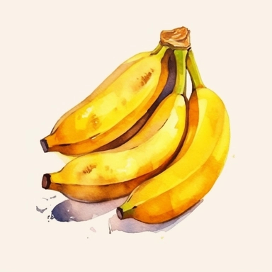 banana clip art in the style of water color painting