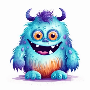 Cute monster clipart, white background